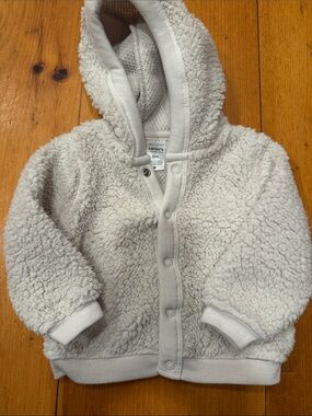 Carter's Cream Sherpa Snap-Front Hoodie Jacket 6 months